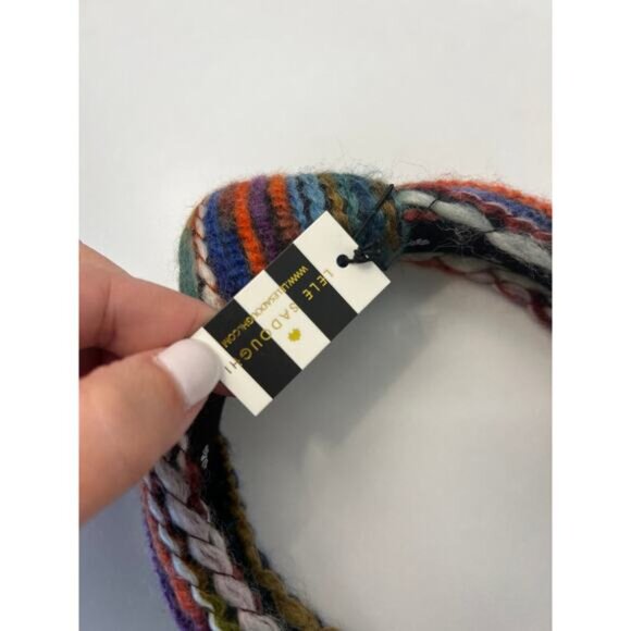 NWT Lele Sadoughi Mixed Yarn Knotted Multicolor Headband in Iris - Picture 5 of 7